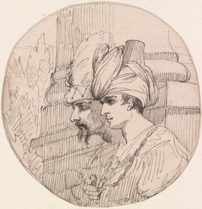 Twee Hoofden in een Rondel door attributed to John Hamilton Mortimer