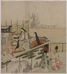 Hofdames maken poppen door attributed to Kubo Shunman