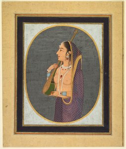 Hofdame die zingt en de vina bespeelt door attributed to Muhammad Rizavi Hindi