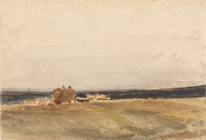 Een Hooiwagen in een Open Landschap door attributed to Peter DeWint