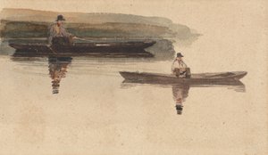 Twee Mannen in Punts door attributed to Peter DeWint