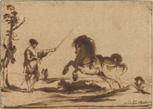 Landschap met het Temmen van een Paard