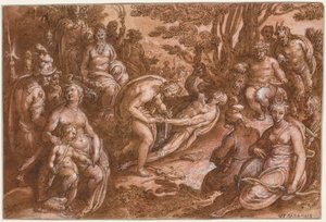 Het villen van Marsyas, ca. 1570-1605 door called Johannes Stradanus Jan van der