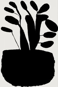 Zwart botanisch silhouet door cartissi