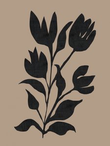 Zwart botanisch silhouet