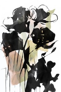 Zwarte inkt, bloemen, abstract door cartissi