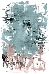Verweerd blauwgroen met roze accenten – abstract
