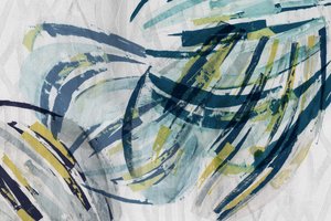 Vloeiende abstractie in blauwgroen en geel door cartissi