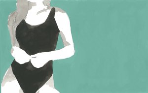 Figuur in een minimalistisch zwempak door cartissi