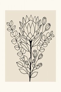 Minimalistische protea en eucalyptus door cartissi