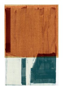 Roestkleurige, blauwgroene abstracte blokken door cartissi