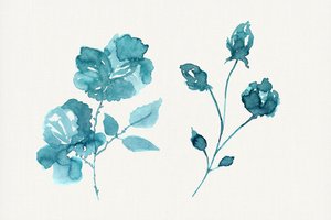 Teal-kleurige aquarelrozen door cartissi