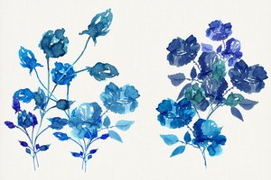 Aquarel: Blauwe bloesems door cartissi