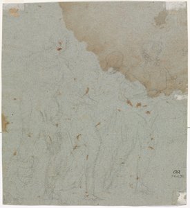 Schets voor Lot en Zijn Dochters (verso) door circle of Pietro da Cortona