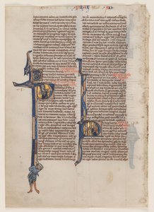 Blad uit een Latijnse Bijbel: Initiaal P: St. Paulus met een Zwaard en een Boek