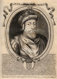 Portret van Childebert I, Koning van de Franken - Koning Childebert I (497-558) - gravure uit 