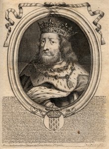 Portret van Clovis I (ca. 466 - 511), Koning van de Franken - Portret van Clovis I (466-511), Koning van de Franken - gravure uit 