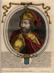 Portret van Lothaire (941-986), koning van de Franken - gravure uit 