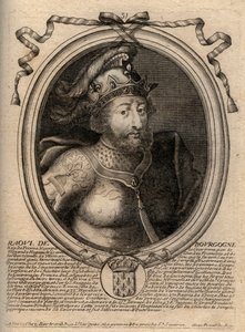 Portret van Raoul van Frankrijk (of Rodolphe, ca. 890-936) Koning van de Franken - Gravure uit 