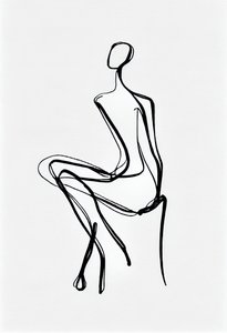 Zittende vrouw een lijntekening silhouet