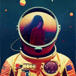 Abstract astronaut schilderij in de ruimte