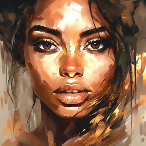 Abstracte mooie bruine vrouw schilderij, natuurlijke schoonheid