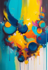 Abstracte compositie met levendige kleur