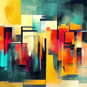 Abstracte vormen in warme kleuren rood en oranje