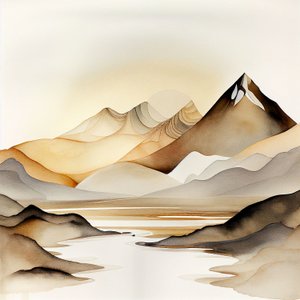 Abstract zacht natuurlijk landschap, acryl bergen