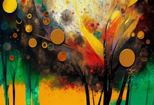 Herfstige Fluisteringen: Een Digitale Canvas van Abstracte Natuur
