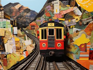 Kabeltreinstation collage stickers door F. Abderrahim