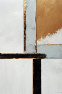 Gouden muurkunst, abstract canvas met gouden effect
