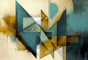 Mid century Modern canvas, abstracte kunstvormen