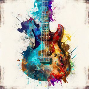Muziek Kunst afdrukken: Elektrische gitaar schilderij op doek