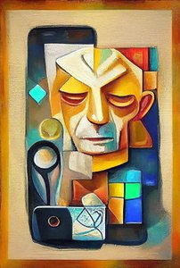 Geïnspireerd door Picasso, abstract surrealistisch schilderij