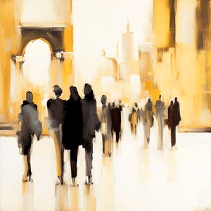 Stedelijk leven: abstract impressionistische silhouet door F. Abderrahim