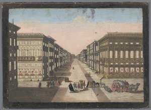 Gezicht op de Strada Nuova te Genua door familie Remondini (attributed to)
