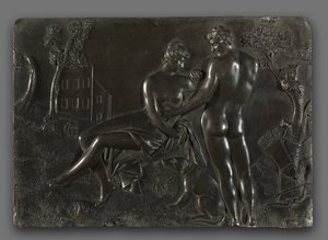 Venus en Adonis door follower of Georg Raphael Donner
