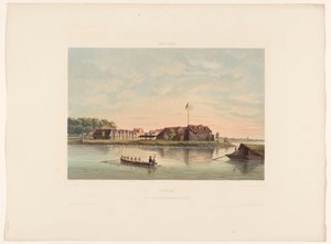 Fort Zeelandia te Paramaribo. Gezigt op het Fort Zelandia te Paramaribo door jonkheer Jacob Eduard van Heemskerck