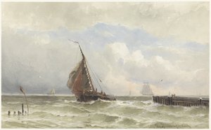 Haven van Vlissingen, met inkomende zeilschip door jonkheer Jacob Eduard van Heemskerck