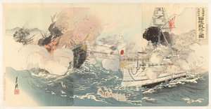 De Japanse marine verwoest Chinese slagschepen nabij Dagushan