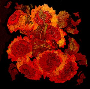 zonnebloemen, 2014 (gemengde techniek) door linda arthurs