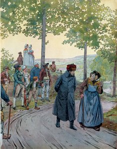 In Tarare, keizer Napoleon I Bonaparte (1769-1821) praat met een oude man die de keizer niet herkende, in deze burgerkleding met een reizigershoed, hem gevraagd wat er te winnen was met de verandering tussen Capet en Napoleon, antwoordde de laatste hem
