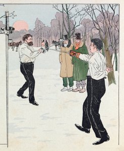 Illustratie uit het boek Les epees de France: Een duel in 1894