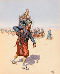 Le Zouzou (Zouave op expeditie in de woestijn), Privécollectie door pseudonym for Onfray de Breville Jacques Job