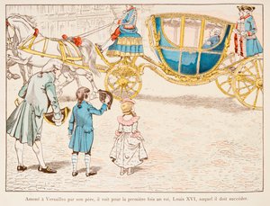 Napoleon Bonaparte naar Versailles gebracht door zijn vader ziet koning Lodewijk XVI voor het eerst in 1770, Privécollectie