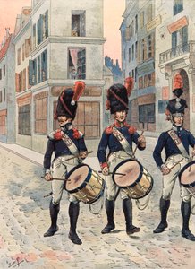 Outfit van Franse troepen door de tijden heen: Trommels van de Nationale Garde van Parijs (1814 - 1815) door pseudonym for Onfray de Breville Jacques Job
