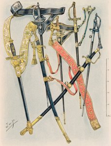 Outfit van de Franse troepen in alle tijden: De wapens van de Staten Generaal, reglement van het Jaar XII, Privécollectie door pseudonym for Onfray de Breville Jacques Job