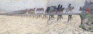 Napoleon I Bonaparte (1769-1821) en zijn leger staken de Rijn over op 1 oktober 1805 - Napoleon steekt de Rijn over bij Kehl