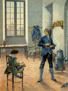 Napoleon I Bonaparte in garnizoen in Auxonne met zijn broer Louis Bonaparte lezend tussen 1788 en 1789 door pseudonym for Onfray de Breville Jacques Job